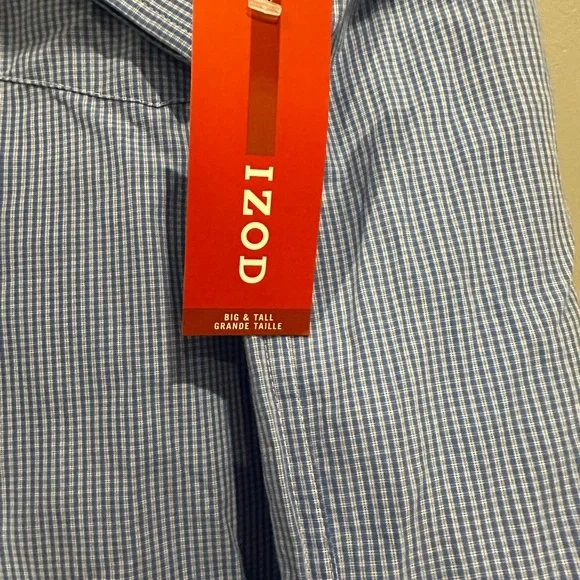 Izod men’s blue check dress shirt, 4XLT - Picture 4 of 5
